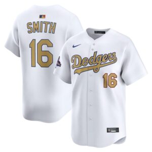 6863e0d3f3004_1 Men's Los Angeles Dodgers #16 Will Smith White 2025 Gold Collection Limited Jersey