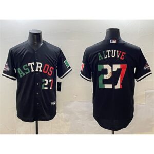6863e119d8556_1 Youth Houston Astros #27 Jose Altuve Black Mexico With World Serise Champions Patch Cool Base Stitched Baseball Jersey
