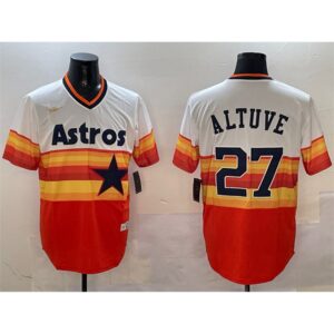 6863e11cdee7c_1 Youth Houston Astros #27 Jose Altuve Orange Rainbow Cool Base Stitched Jersey