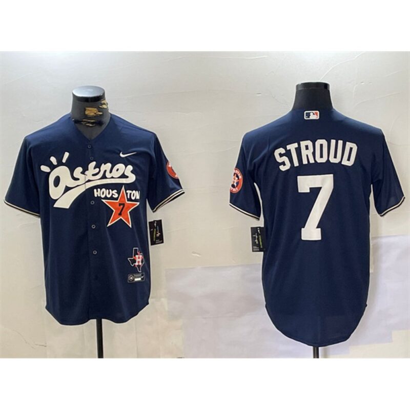 6863e1290a501_1 Youth Houston Astros #7 C.J. Stroud Navy Cactus Jack Style Vapor Premier Limited Stitched Baseball Jersey