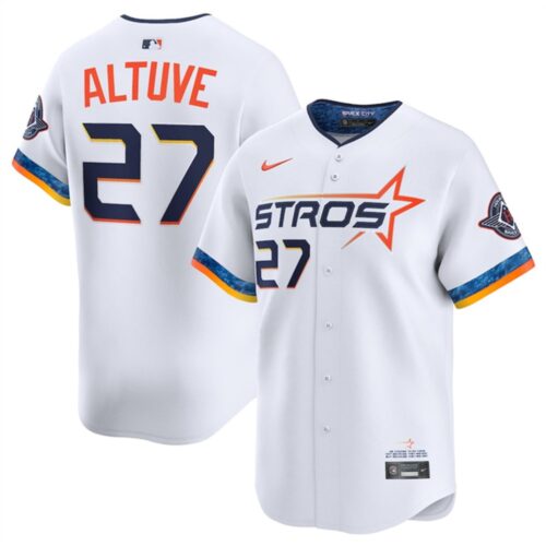 6863e14e0d819_1 Youth Houston Astros #27 Jose Altuve White 2025 City Connect Limited Stitched Baseball Jersey