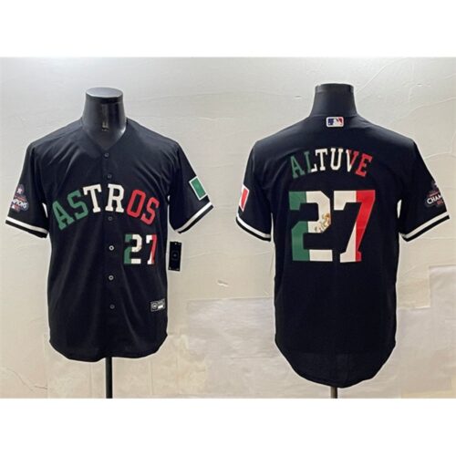 6863e19f1782d_1 Men's Houston Astros #27 Jose Altuve Black Mexico With World Serise Champions Patch Cool Base Stitched Baseball Jersey