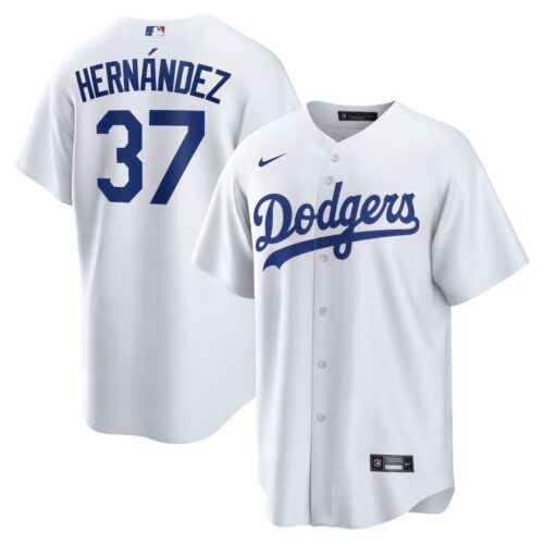 6863e1d9c40ab_1 Men's Los Angeles Dodgers #37 Teoscar Hernandez White Home Replica Jersey