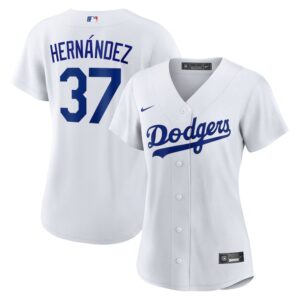 6863e1ddb04a0_1 Women's Los Angeles Dodgers #37 Teoscar Hernandez White Home Replica Jersey
