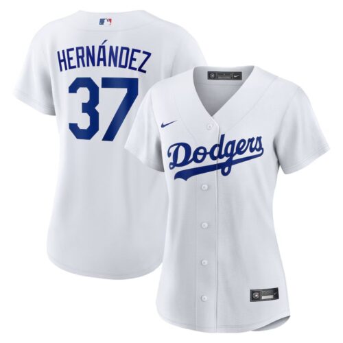 6863e1ddb04a0_1 Women's Los Angeles Dodgers #37 Teoscar Hernandez White Home Replica Jersey