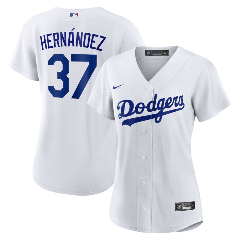 6863e1ddb04a0_1 Women's Los Angeles Dodgers #37 Teoscar Hernandez White Home Replica Jersey