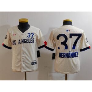 6863e1e0efb33_1 Youth Los Angeles Dodgers #37 Teoscar Hernandez Cream 2024 City Connect Limited Stitched Baseball Jersey