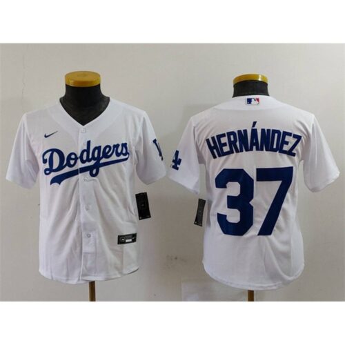 6863e1e713a83_1 Youth Los Angeles Dodgers #37 Teoscar Hernandez White Stitched Baseball Jersey