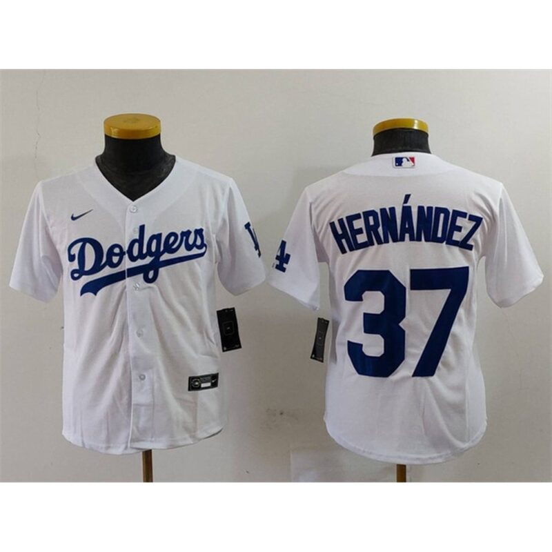 6863e1e713a83_1 Youth Los Angeles Dodgers #37 Teoscar Hernandez White Stitched Baseball Jersey