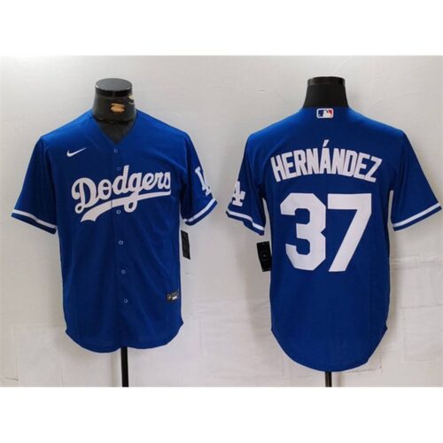6863e1f2818eb_1 Men's Los Angeles Dodgers #37 Teoscar Hernandez Blue Cool Base Stitched Baseball Jersey