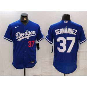 6863e1f65b1af_1 Men's Los Angeles Dodgers #37 Teoscar Hernandez Blue Flex Base Stitched Baseball Jersey