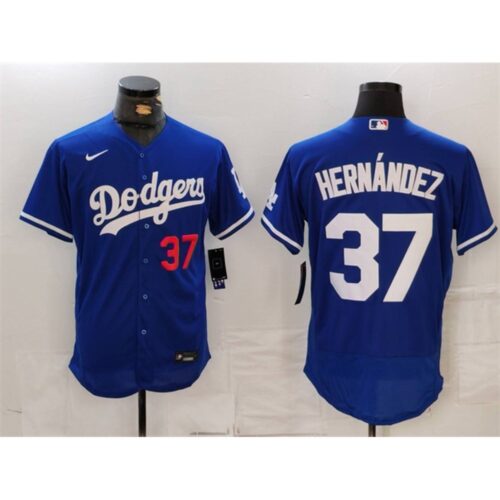 6863e1f65b1af_1 Men's Los Angeles Dodgers #37 Teoscar Hernandez Blue Flex Base Stitched Baseball Jersey