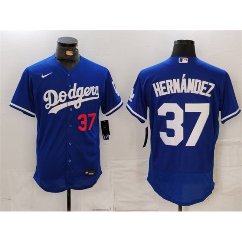 6863e1f65b1af_1 Men's Los Angeles Dodgers #37 Teoscar Hernandez Blue Flex Base Stitched Baseball Jersey