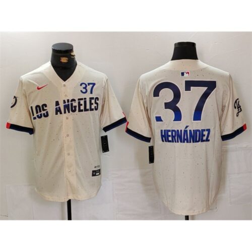 6863e1fa275cc_1 Men's Los Angeles Dodgers #37 Teoscar Hernandez Cream 2024 City Connect Limited Stitched Baseball Jersey