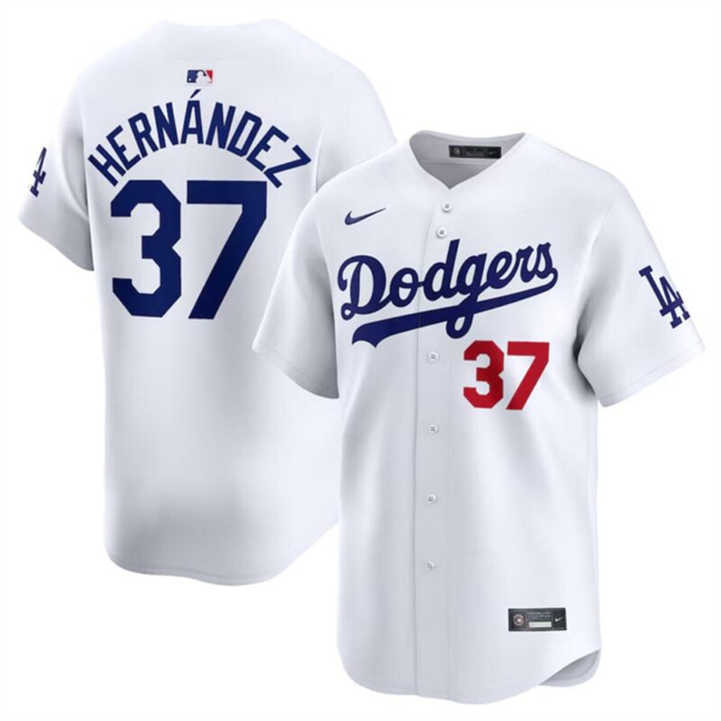 6863e209267f5_1 Men's Los Angeles Dodgers #37 Teoscar Hernandez White 2024 Home Limited Stitched Baseball Jersey