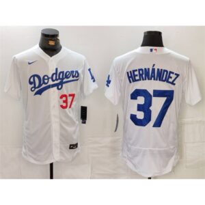 6863e20cb6d5a_1 Men's Los Angeles Dodgers #37 Teoscar Hernandez White Flex Base Stitched Baseball Jersey