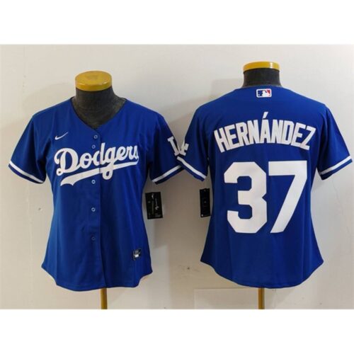 6863e21ac2d62_1 Women's Los Angeles Dodgers #37 Teoscar Hernandez Blue Stitched Jersey