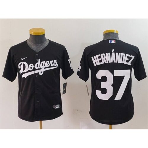6863e2240a2ba_1 Youth Los Angeles Dodgers #37 Teoscar Hernandez Black Stitched Baseball Jersey