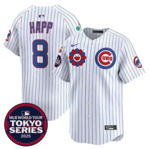 6863e239c8d83_1 Youth Chicago Cubs #8 Ian Happ White Tokyo 2025 Cool Base Stitched Baseball Jersey