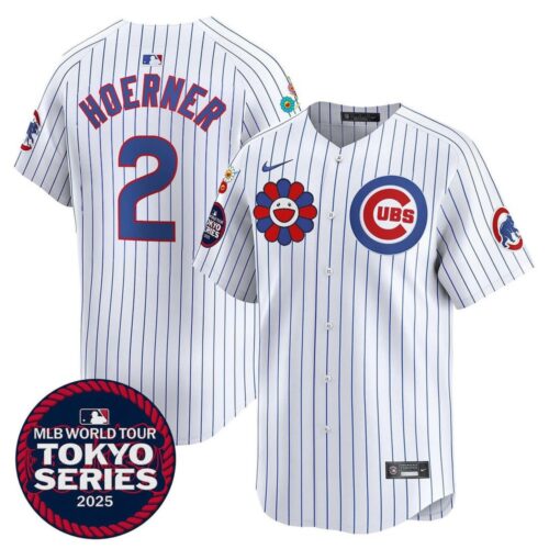 6863e23c903a6_1 Youth Chicago Cubs #2 Nico Hoerner White Tokyo 2025 Cool Base Stitched Baseball Jersey