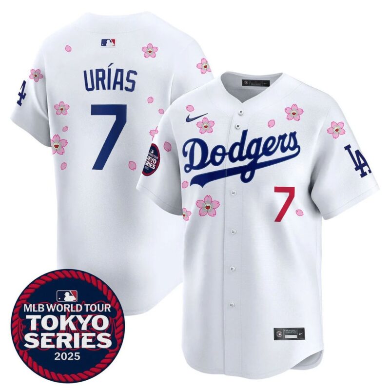 6863e24daf1a7_1 Youth Los Angeles Dodgers #7 Julio Urias White Tokyo 2025 Cool Base Stitched Baseball Jersey