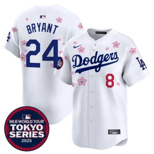 6863e25075bef_1 Youth Los Angeles Dodgers #8/24 Kobe Bryant White Tokyo 2025 Cool Base Stitched Baseball Jersey