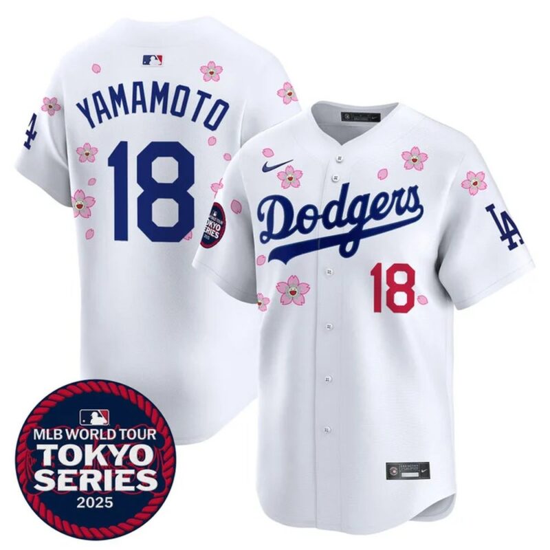 6863e258f22c5_1 Youth Los Angeles Dodgers #18 Yoshinobu Yamamoto White Tokyo 2025 Cool Base Stitched Baseball Jersey