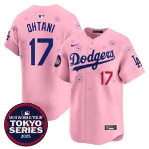 6863e25f1e3c9_1 Youth Los Angeles Dodgers #17 Shohei Ohtani Pink Tokyo 2025 Cool Base Stitched Baseball Jersey