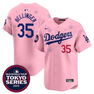 6863e2739e043_1 Youth Los Angeles Dodgers #35 Cody Bellinger Pink Tokyo 2025 Cool Base Stitched Baseball Jersey