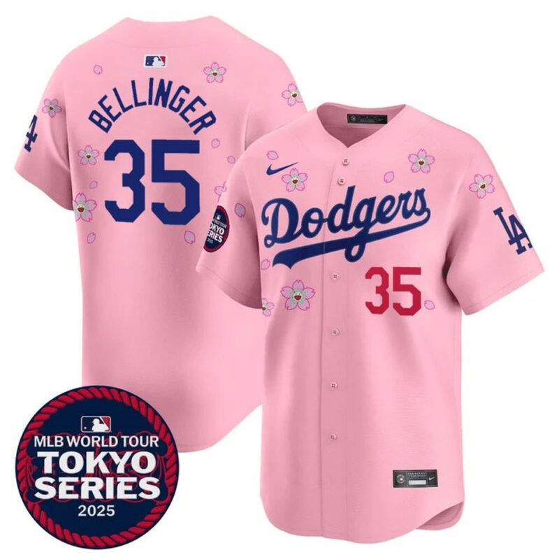 6863e2739e043_1 Youth Los Angeles Dodgers #35 Cody Bellinger Pink Tokyo 2025 Cool Base Stitched Baseball Jersey