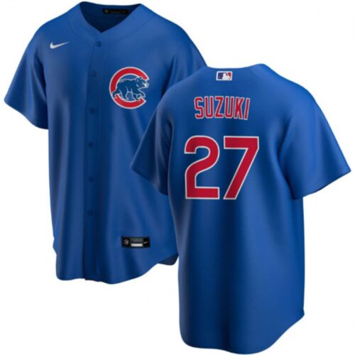 6863e29cc7afb_1 Youth Chicago Cubs #27 Seiya Suzuki Royal Cool Base Stitched Baseball Jersey