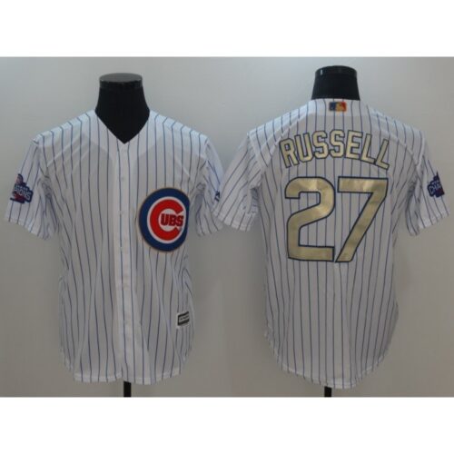 6863e29f794d8_1 Youth Chicago Cubs #27 Addison Russell White 2017 Gold Program Cool Base Stitched MLB Jersey