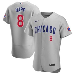 6863e2c900080_1 Youth Chicago Cubs #8 Ian Happ Grey Cool Base Stitched Baseball Jersey