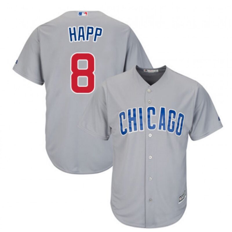 6863e2fe95468_1 Youth Chicago Cubs #8 ian Happ Replica Grey Cool Base Stitched Jersey