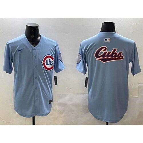 6863e3450c528_1 Men's Chicago Cubs Team Big Logo Blue 2024/25 2nd Alternate Limited Stitched Baseball Jersey