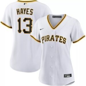 6863e36b63463_1 Women's Pittsburgh Pirates #13 Ke'Bryan Hayes White Home Limited Stitched Baseball Jersey