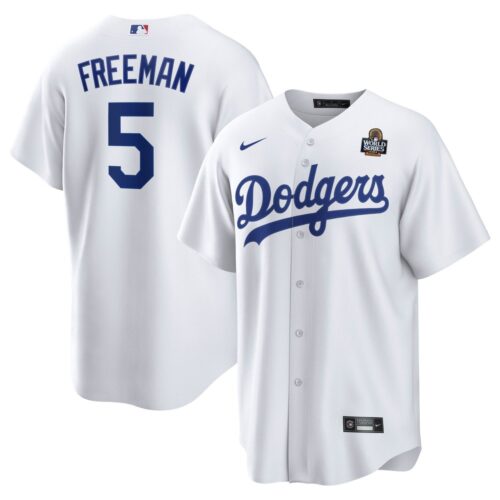 6863e398915e6_1 Men's Los Angeles Dodgers #5 Freddie Freeman White 2024 World Series Home Replica Player Jersey