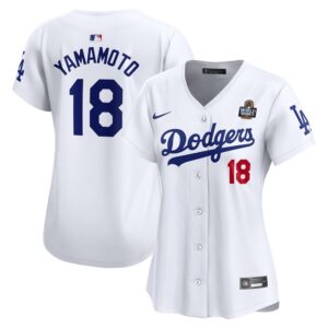 6863e3a97e38e_1 Women's Los Angeles Dodgers #18 Yoshinobu Yamamoto White 2024 World Series Limited Player Jersey