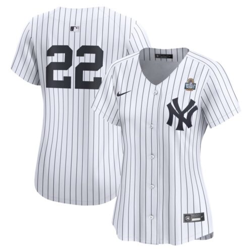6863e3bbada61_1 Women's New York Yankees #22 Juan Soto White 2024 World Series Home Limited Player Jersey