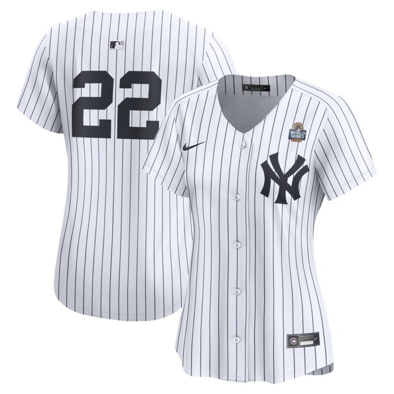 6863e3bbada61_1 Women's New York Yankees #22 Juan Soto White 2024 World Series Home Limited Player Jersey