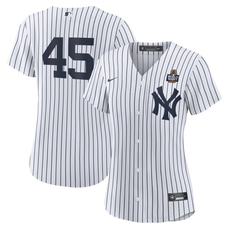 6863e3c53a80f_1 Women's New York Yankees #45 Gerrit Cole White 2024 World Series Home Replica Player Jersey