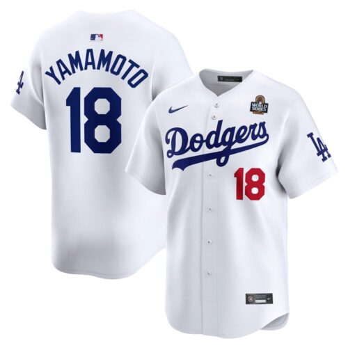 6863e3e662f82_1 Men's Los Angeles Dodgers #18 Yoshinobu Yamamoto White 2024 World Series Home Limited Player Jersey