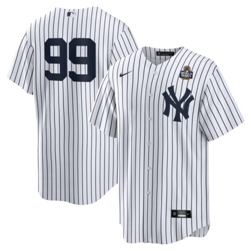 6863e3f359519_1 Men's New York Yankees #99 Aaron Judge White 2024 World Series Home Replica Player Jersey