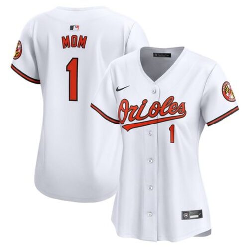 6863e40a8cb83_1 Women's Baltimore Orioles White #1 Mom Home Limited Jersey