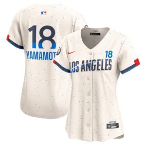 6863e4d887920_1 Women's Los Angeles Dodgers #18 Yoshinobu Yamamoto Cream 2024 City Connect Limited Player Jersey