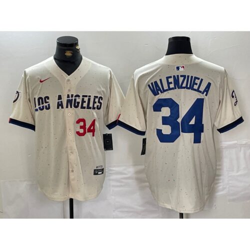 6863e4de79340_1 Men's Los Angeles Dodgers #34 Toro Valenzuela Cream Stitched Baseball Jersey