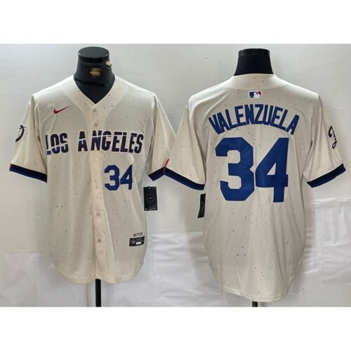 6863e4e2a30be_1 Men's Los Angeles Dodgers #34 Toro Valenzuela Cream Stitched Baseball Jersey