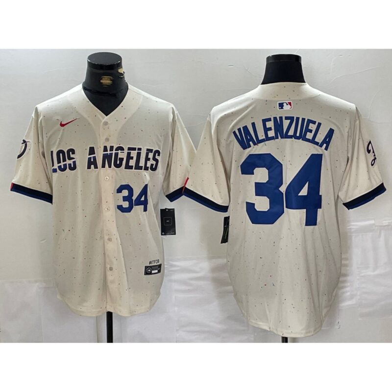 6863e4e2a30be_1 Men's Los Angeles Dodgers #34 Toro Valenzuela Cream Stitched Baseball Jersey