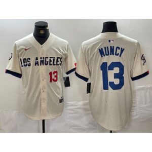 6863e4eab7318_1 Men's Los Angeles Dodgers #13 Max Muncy Cream Stitched Baseball Jersey