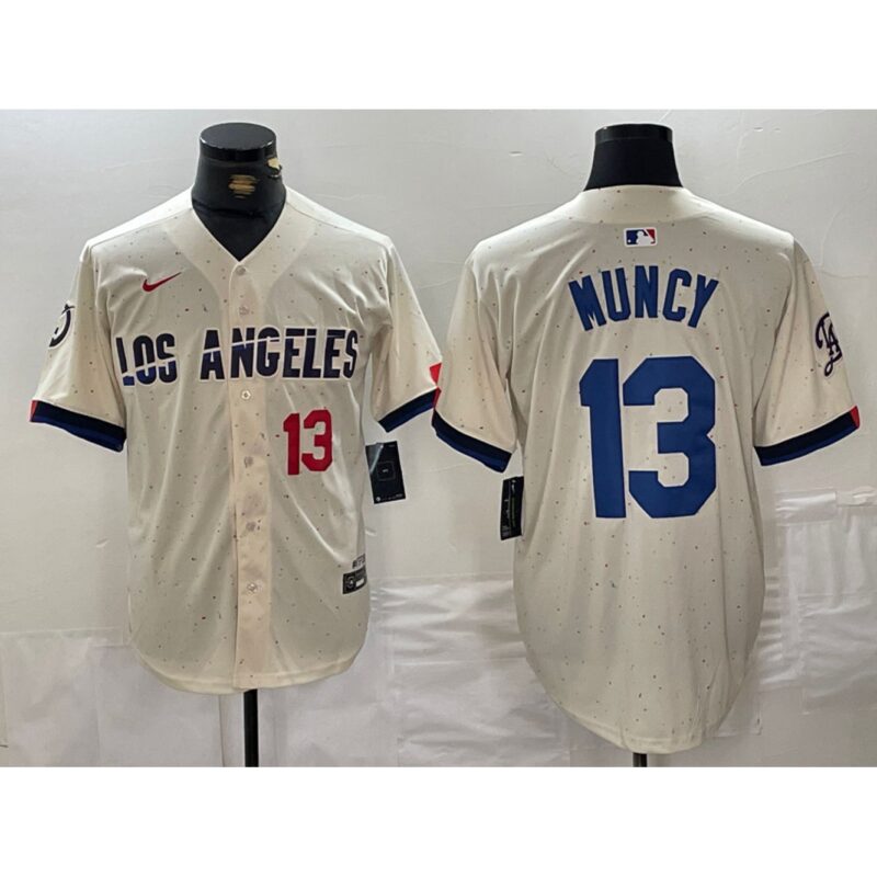 6863e4eab7318_1 Men's Los Angeles Dodgers #13 Max Muncy Cream Stitched Baseball Jersey
